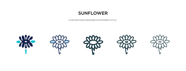 Wall Mural - sunflower icon in different style vector illustration. two colored and black sunflower vector icons designed in filled, outline, line and stroke style can be used for web, mobile, ui