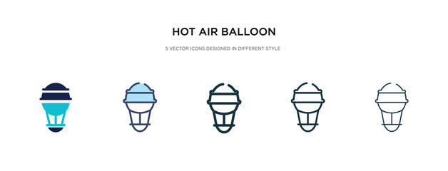 hot air balloon icon in different style vector illustration. two colored and black hot air balloon vector icons designed in filled, outline, line and stroke style can be used for web, mobile, ui