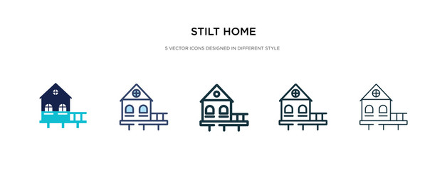 stilt home icon in different style vector illustration. two colored and black stilt home vector icons designed in filled, outline, line and stroke style can be used for web, mobile, ui