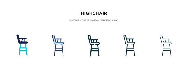 highchair icon in different style vector illustration. two colored and black highchair vector icons designed in filled, outline, line and stroke style can be used for web, mobile, ui