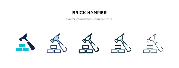 Wall Mural - brick hammer icon in different style vector illustration. two colored and black brick hammer vector icons designed in filled, outline, line and stroke style can be used for web, mobile, ui