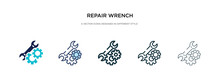Repair Wrench Icon In Different Style Vector Illustration. Two Colored And Black Repair Wrench Vector Icons Designed In Filled, Outline, Line And Stroke Style Can Be Used For Web, Mobile, Ui