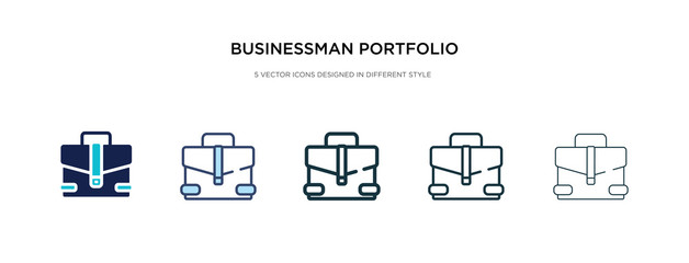 Wall Mural - businessman portfolio icon in different style vector illustration. two colored and black businessman portfolio vector icons designed in filled, outline, line and stroke style can be used for web,