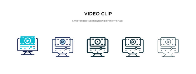 Poster - video clip icon in different style vector illustration. two colored and black video clip vector icon