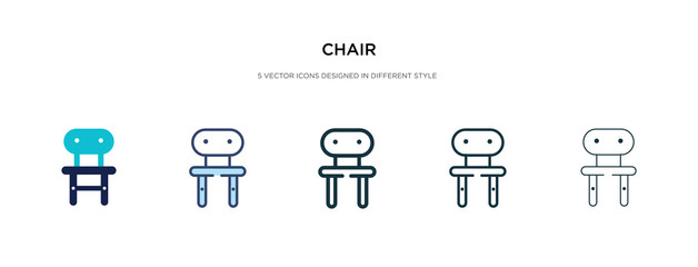 Wall Mural - chair icon in different style vector illustration. two colored and black chair vector icons designed in filled, outline, line and stroke style can be used for web, mobile, ui