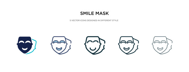 smile mask icon in different style vector illustration. two colored and black smile mask vector icons designed in filled, outline, line and stroke style can be used for web, mobile, ui