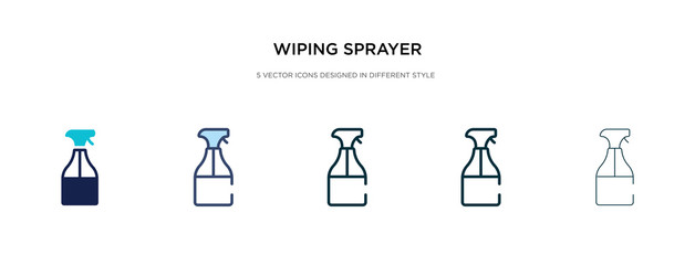 wiping sprayer icon in different style vector illustration. two colored and black wiping sprayer vector icons designed in filled, outline, line and stroke style can be used for web, mobile, ui