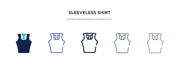 Wall Mural - sleeveless shirt icon in different style vector illustration. two colored and black sleeveless shirt vector icons designed in filled, outline, line and stroke style can be used for web, mobile, ui