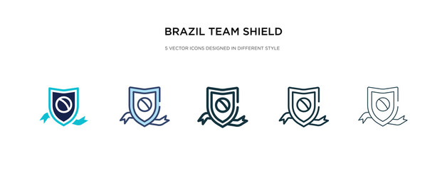 brazil team shield icon in different style vector illustration. two colored and black brazil team shield vector icons designed in filled, outline, line and stroke style can be used for web, mobile,