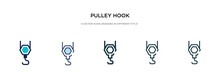 Pulley Hook Icon In Different Style Vector Illustration. Two Colored And Black Pulley Hook Vector Icons Designed In Filled, Outline, Line And Stroke Style Can Be Used For Web, Mobile, Ui