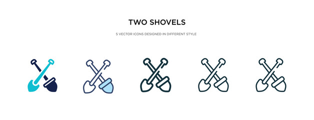 two shovels icon in different style vector illustration. two colored and black two shovels vector icons designed in filled, outline, line and stroke style can be used for web, mobile, ui