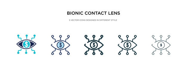 bionic contact lens icon in different style vector illustration. two colored and black bionic contact lens vector icons designed in filled, outline, line and stroke style can be used for web,