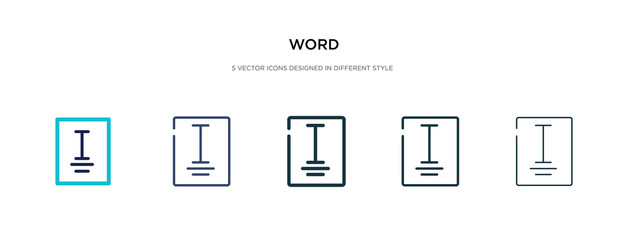 Poster - word icon in different style vector illustration. two colored and black word vector icons designed i