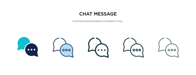 chat message icon in different style vector illustration. two colored and black chat message vector 