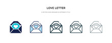 Love Letter Icon In Different Style Vector Illustration. Two Colored And Black Love Letter Vector Icons Designed In Filled, Outline, Line And Stroke Style Can Be Used For Web, Mobile, Ui