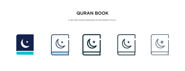 quran book icon in different style vector illustration. two colored and black quran book vector icons designed in filled, outline, line and stroke style can be used for web, mobile, ui