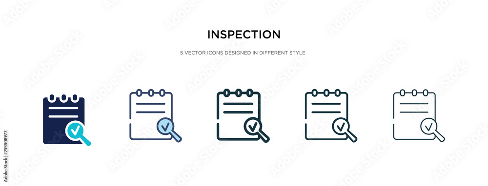 inspection icon in different style vector illustration. two colored and black inspection vector icons designed in filled, outline, line and stroke style can be used for web, mobile, ui - obrazy, fototapety, plakaty 