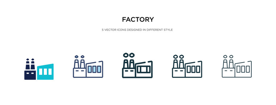 factory icon in different style vector illustration. two colored and black factory vector icons desi