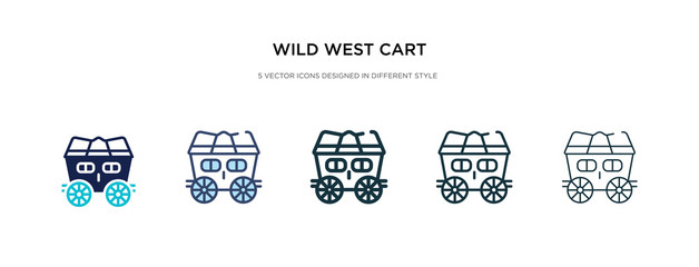 wild west cart icon in different style vector illustration. two colored and black wild west cart vector icons designed in filled, outline, line and stroke style can be used for web, mobile, ui