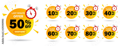 Discount Last Minute Offer 50 10 40 30 60 70 80 90 Percent Set Sale Off Time Emblem Badge Price Discount Number Flat Offer Stamp Sticker Clearance Sale Last Minute Discount Vector Stock Vector Adobe Stock
