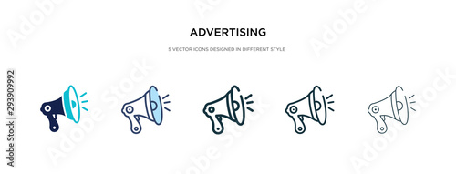 Fotografía advertising icon in different style vector illustration