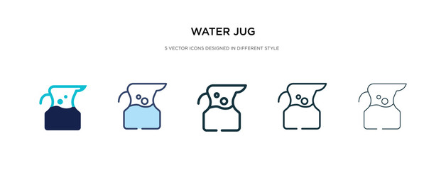 Wall Mural - water jug icon in different style vector illustration. two colored and black water jug vector icons designed in filled, outline, line and stroke style can be used for web, mobile, ui