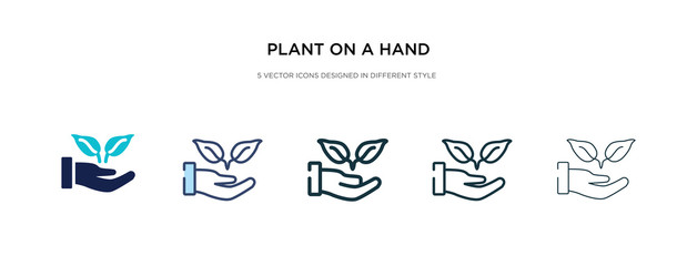 plant on a hand icon in different style vector illustration. two colored and black plant on a hand vector icons designed in filled, outline, line and stroke style can be used for web, mobile, ui