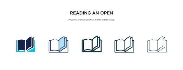 Wall Mural - reading an open book icon in different style vector illustration. two colored and black reading an open book vector icons designed in filled, outline, line and stroke style can be used for web,