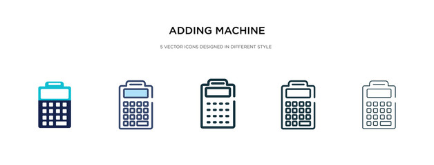 Poster - adding machine icon in different style vector illustration. two colored and black adding machine vec