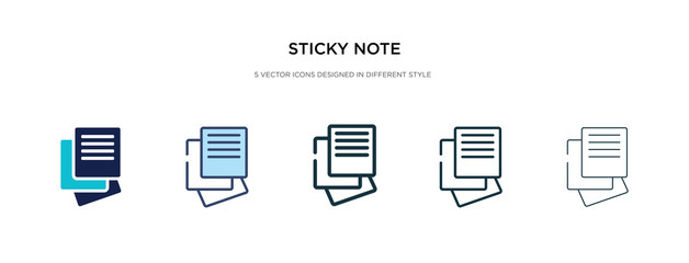 sticky note icon in different style vector illustration. two colored and black sticky note vector icons designed in filled, outline, line and stroke style can be used for web, mobile, ui