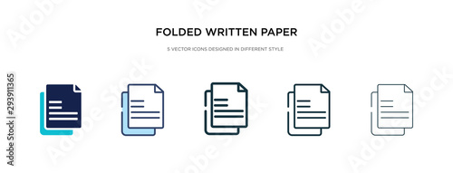 Cuadros en Lienzo folded written paper icon in different style vector illustration