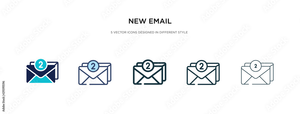 new email icon in different style vector illustration. two colored and ...