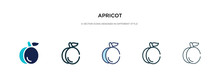 Apricot Icon In Different Style Vector Illustration. Two Colored And Black Apricot Vector Icons Designed In Filled, Outline, Line And Stroke Style Can Be Used For Web, Mobile, Ui