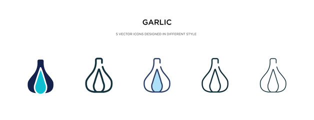 garlic icon in different style vector illustration. two colored and black garlic vector icons designed in filled, outline, line and stroke style can be used for web, mobile, ui