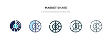 Market Share Icon In Different Style Vector Illustration. Two Colored And Black Market Share Vector Icons Designed In Filled, Outline, Line And Stroke Style Can Be Used For Web, Mobile, Ui