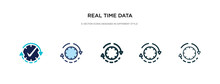 Real Time Data Icon In Different Style Vector Illustration. Two Colored And Black Real Time Data Vector Icons Designed In Filled, Outline, Line And Stroke Style Can Be Used For Web, Mobile, Ui