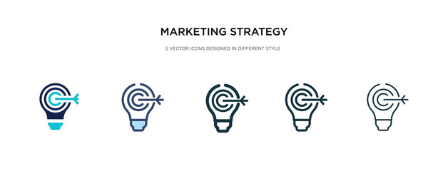 marketing strategy icon in different style vector illustration. two colored and black marketing strategy vector icons designed in filled, outline, line and stroke style can be used for web, mobile,