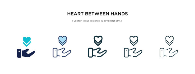 Wall Mural - heart between hands icon in different style vector illustration. two colored and black heart between hands vector icons designed in filled, outline, line and stroke style can be used for web,