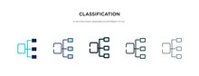 Classification Icon In Different Style Vector Illustration. Two Colored And Black Classification Vector Icons Designed In Filled, Outline, Line And Stroke Style Can Be Used For Web, Mobile, Ui