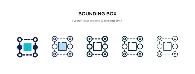 bounding box icon in different style vector illustration. two colored and black bounding box vector icons designed in filled, outline, line and stroke style can be used for web, mobile, ui