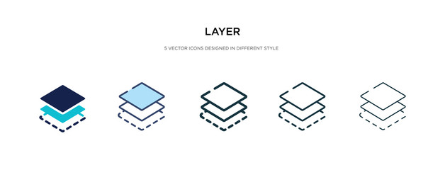 layer icon in different style vector illustration. two colored and black layer vector icons designed