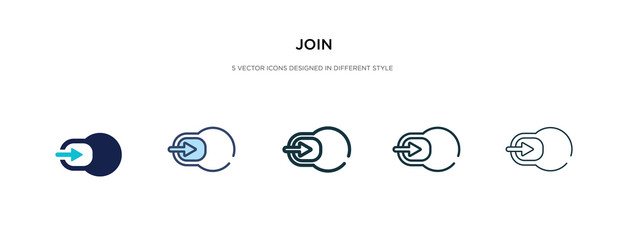 Poster - join icon in different style vector illustration. two colored and black join vector icons designed i