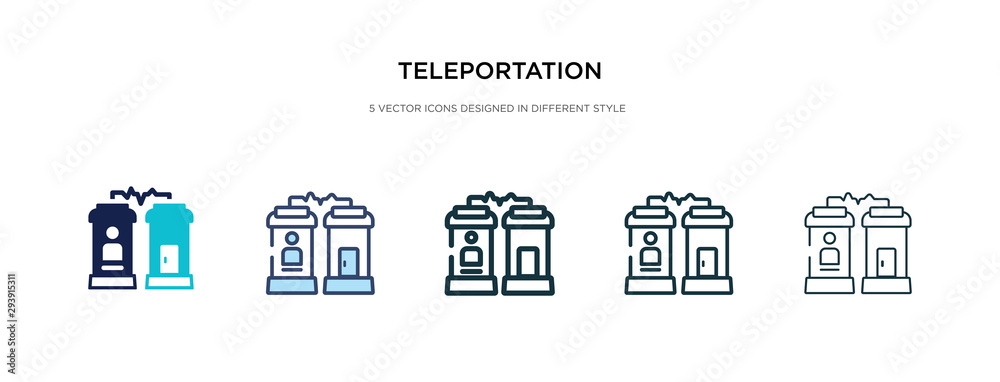 Teleportion Symbol teleportation icon in different style vector illustration. two colored ...