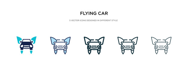 Wall Mural - flying car icon in different style vector illustration. two colored and black flying car vector icons designed in filled, outline, line and stroke style can be used for web, mobile, ui