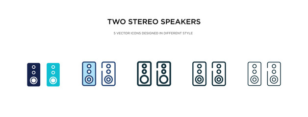 Wall Mural - two stereo speakers icon in different style vector illustration. two colored and black two stereo speakers vector icons designed in filled, outline, line and stroke style can be used for web,