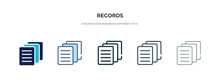 Records Icon In Different Style Vector Illustration. Two Colored And Black Records Vector Icons Designed In Filled, Outline, Line And Stroke Style Can Be Used For Web, Mobile, Ui