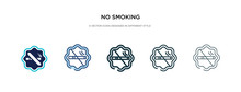 No Smoking Icon In Different Style Vector Illustration. Two Colored And Black No Smoking Vector Icons Designed In Filled, Outline, Line And Stroke Style Can Be Used For Web, Mobile, Ui