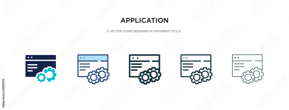 application icon in different style vector illustration. two colored and black application vector icons designed in filled, outline, line and stroke style can be used for web, mobile, ui - obrazy, fototapety, plakaty 