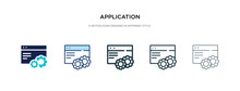 Application Icon In Different Style Vector Illustration. Two Colored And Black Application Vector Icons Designed In Filled, Outline, Line And Stroke Style Can Be Used For Web, Mobile, Ui