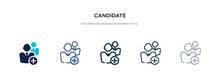 Candidate Icon In Different Style Vector Illustration. Two Colored And Black Candidate Vector Icons Designed In Filled, Outline, Line And Stroke Style Can Be Used For Web, Mobile, Ui
